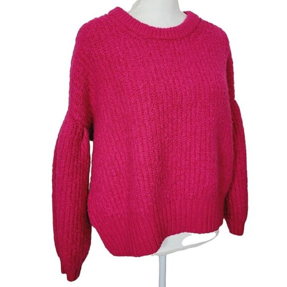 A New Day Drop Shoulder Sweater Sz XL Pink Heavyweight Thick Puff Sleeve VGC - Picture 1 of 9